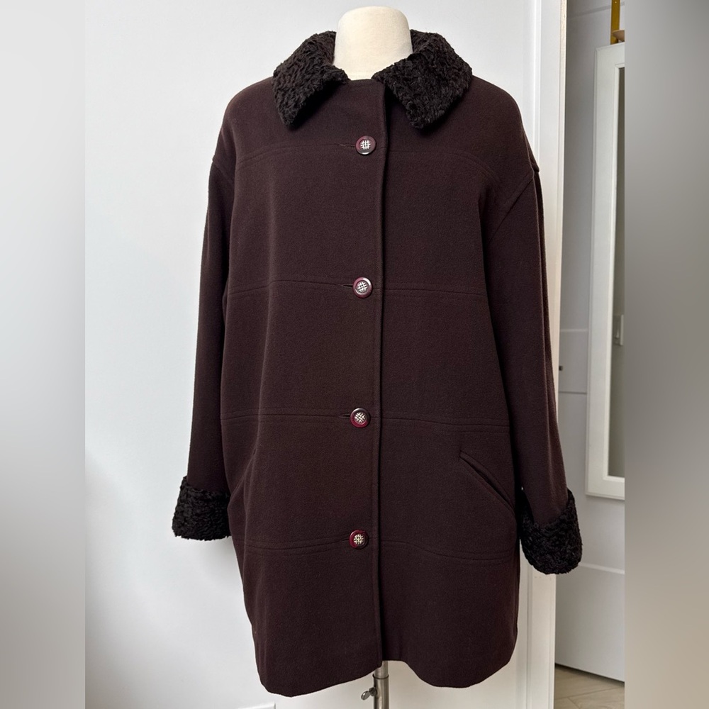 Vintage Heritage Toronto Wool & Cashmere Oversized Coat Rich Chocolate Brown 90s